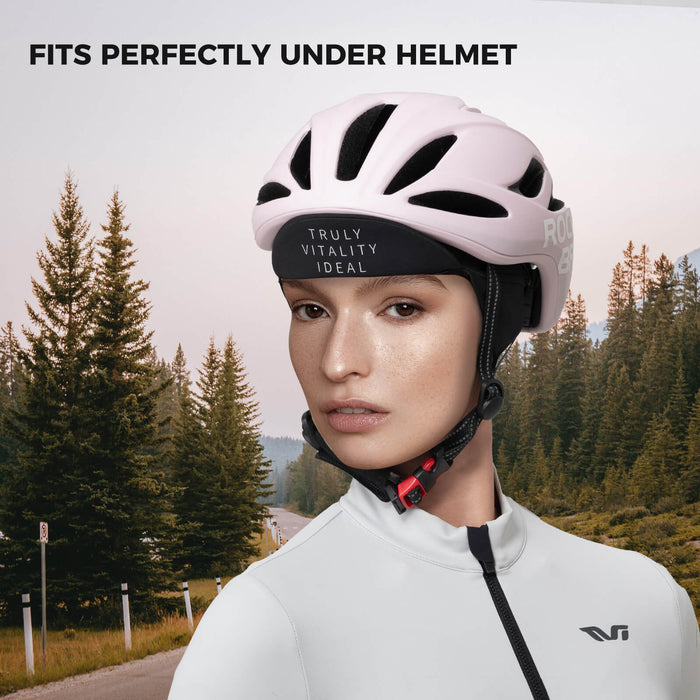 black tvi micro-fleece thermal cycling cap with windproof ear flaps
