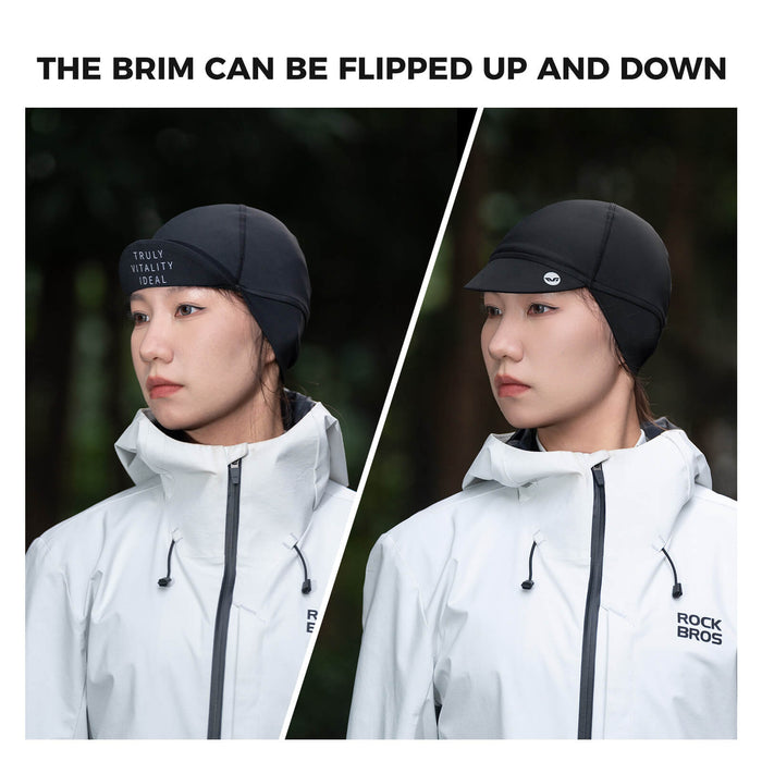 black tvi micro-fleece thermal cycling cap with windproof ear flaps