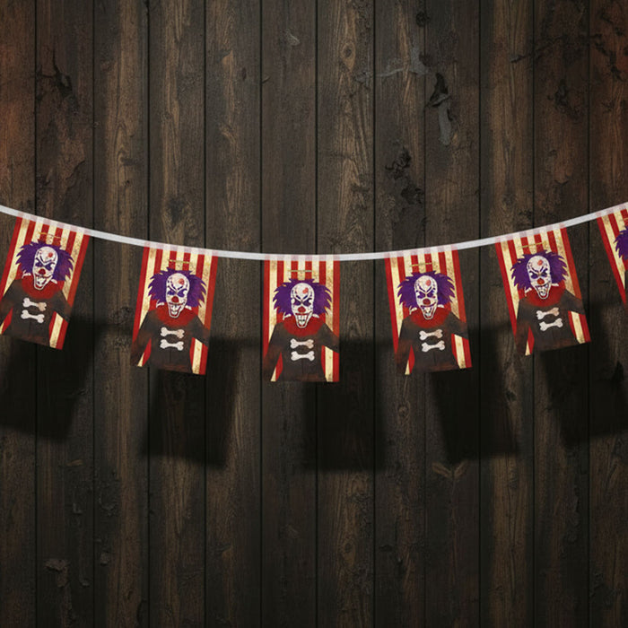 Twisted Circus Scary Clown Paper Bunting Decoration - 2.4m