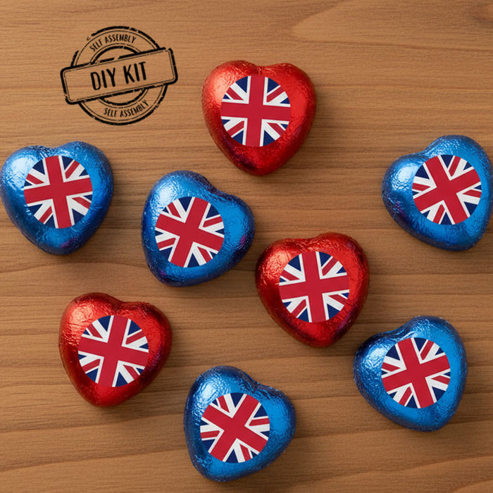 Union Jack Flag Heart Chocolates Kit - Pack of 24