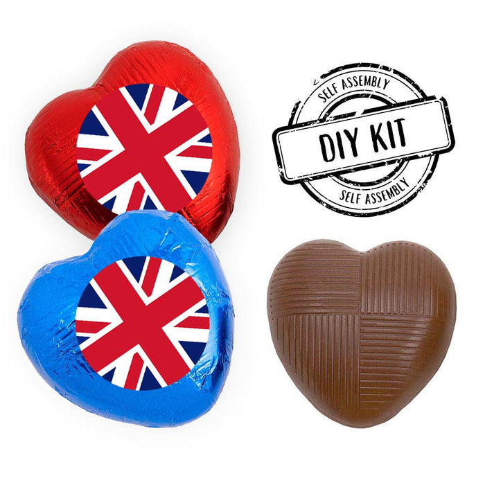 Union Jack Flag Heart Chocolates Kit - Pack of 24