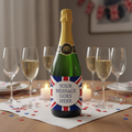 Union Jack Label Realistically Wrapped Around Champagne Bottle