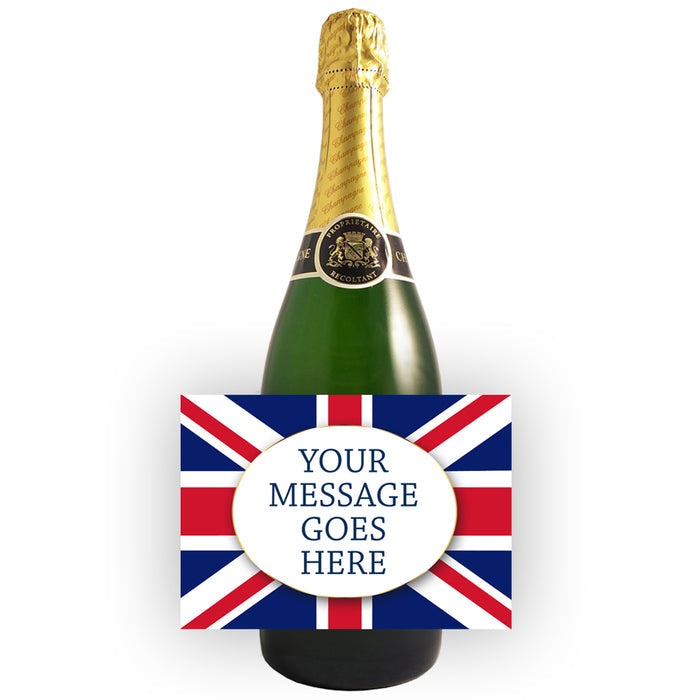 Union Jack Flag Personalised Bottle Labels - Sheet of 4
