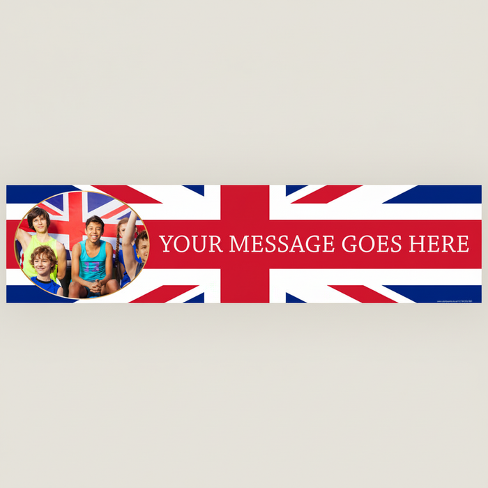 Union Jack Personalised Photo Banner on Plain Wall
