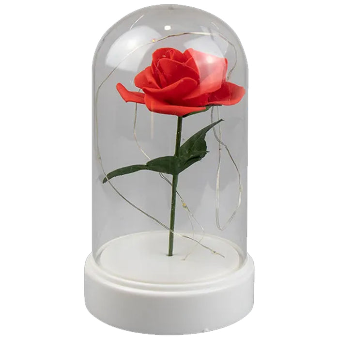 Valentine's LED Rose Cloche Decoration - 19cm