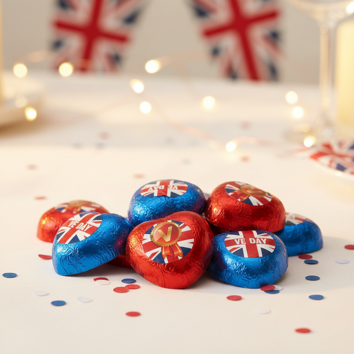 VE Day Heart Chocolates Lifestyle Table Setting