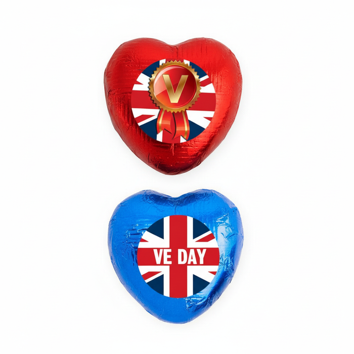 VE Day Heart Chocolates Overhead Shot
