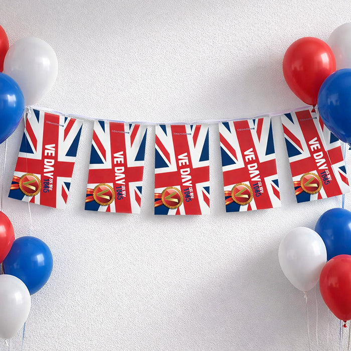VE Day Union Jack Flag Paper Bunting Decoration - 2.4m