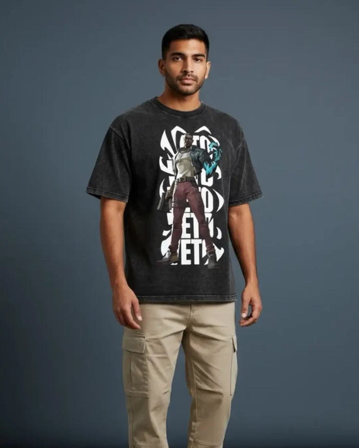 VETO – VETO Valorant Acid Wash Tee | Bold Gamer Streetwear - Black / XS - Valorant