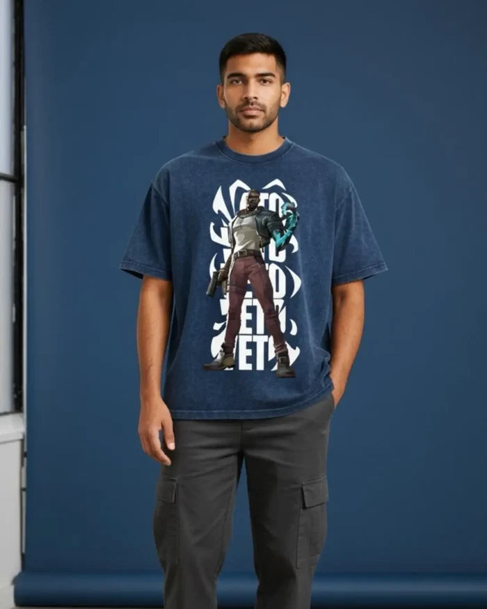 VETO – VETO Valorant Acid Wash Tee | Bold Gamer Streetwear - Navy / XS - Valorant