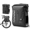 Waterproof 25L Bike Pannier Bag with Roll-Top & Smart Storage#Color_Black