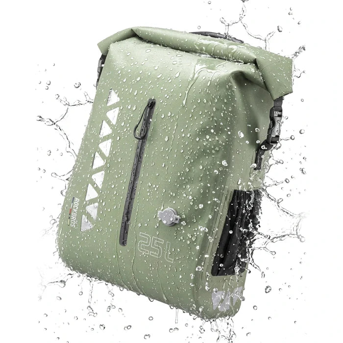 Waterproof 25L Bike Pannier Bag with Roll-Top & Smart Storage#Color_Mint Green