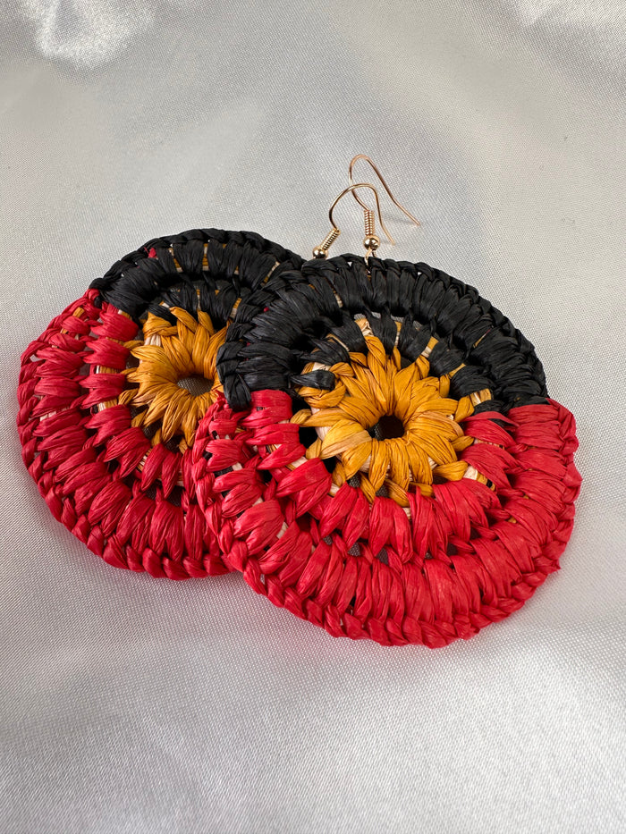 Weaved Aboriginal Flag Earrings