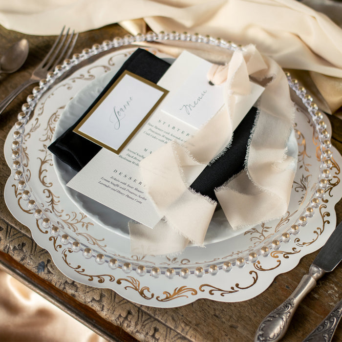 White and Gold Paper Placemats - 35.5cm - Pack of 6