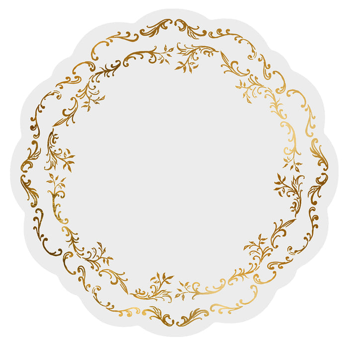 White and Gold Paper Placemats - 35.5cm - Pack of 6