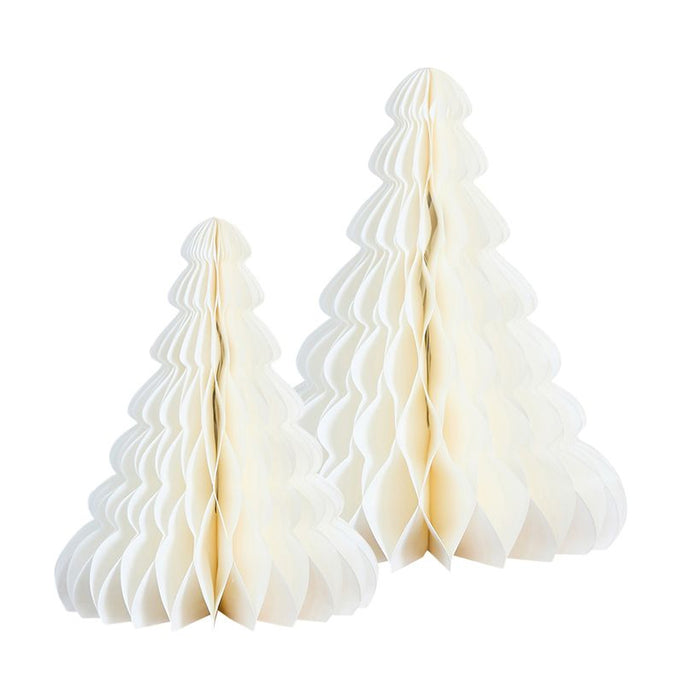 White Honeycomb Christmas Trees - Pack of 2