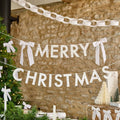 White 'Merry Christmas' Card Banner With Velvet Bows - 2m