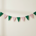 Witches of Oz Pink & Green Fabric Bunting on Neutral Wall