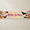 Harry Potter Happy Birthday Banner on Off-White Brick Wall