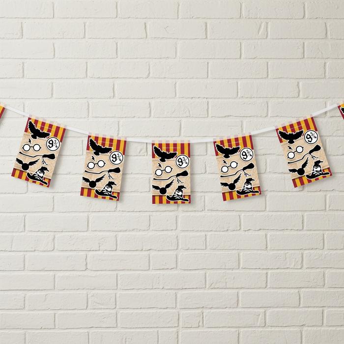 Harry Potter Wizard Bunting on Off-White Brick Wall