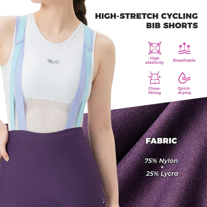 TVI Women's Cycling Bib Shorts - Ultimate Comfort & Style#Color_Purple