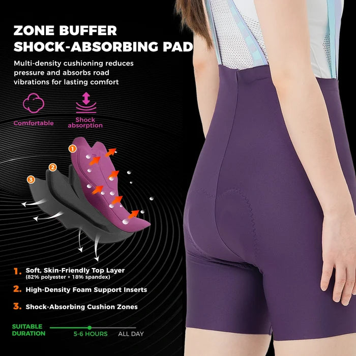 TVI Women's Cycling Bib Shorts - Ultimate Comfort & Style#Color_Purple