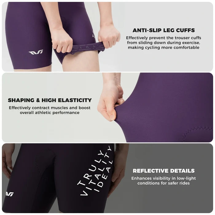 TVI Women's Cycling Bib Shorts - Ultimate Comfort & Style#Color_Purple
